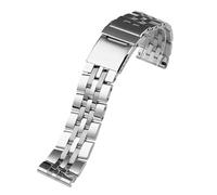 WTNZBAEM Correa de reloj acero inoxidable macizo 20 mm, 22 y 24 Compatible con correas Breitling. Compatible AVENGER, NAVITIMER SUPEROCEAN(Silver,22mm)