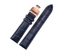 WTNZBAEM Correa de reloj azul oscuro compatible con correas Rossini Omega con cierre de mariposa en tamaños de 16 mm, 18 mm, 19 mm, 20 mm, 21 mm, 22 mm y 23 mm.(Blue-rose gold,23mm)