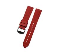 WTNZBAEM Correa de reloj caucho fluorado FKM 20 mm y 22, pulsera acero inoxidable con hebilla liberación rápida for buceo, compatible correas Omega, Seiko Rolex(Red-silver,22mm)