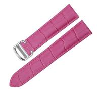 WTNZBAEM Correa de reloj compatible con Cartier SOLO RONDE DE, cadena cuero, hebilla plegable, accesorios for correa, pulsera, cinturón(Rose red,16mm)