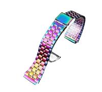 WTNZBAEM Correa de reloj cuadrada pequeña metal retro compatible con CASIO A159w-n1, A158WA/168, LA670, AE-1200/W-218H/F84, correa acero inoxidable 18 mm(Colorful 5)