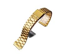WTNZBAEM Correa de reloj cuadrada pequeña metal retro compatible con CASIO A159w-n1, A158WA/168, LA670, AE-1200/W-218H/F84, correa acero inoxidable 18 mm(Gold 3)