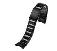 WTNZBAEM Correa de reloj de acero inoxidable con extremo curvo sólido for hombre, compatible con Casio EDIFICE Series EQB-500, EQB-501, EQB-800 y EFR-303, de 22 mm.(Black)