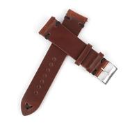 WTNZBAEM Correa de reloj de cuero de vaca retro for hombre, 18 mm, 20 mm, 22 mm y 24 mm, con costuras hechas a mano, correas de repuesto.(Red brown-black line,20mm)
