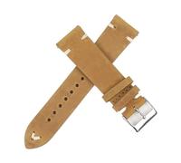 WTNZBAEM Correa de reloj de cuero de vaca retro for hombre, 18 mm, 20 mm, 22 mm y 24 mm, con costuras hechas a mano, correas de repuesto.(Yellow brown-W line,20mm)