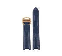 WTNZBAEM Correa de reloj de cuero for mujer compatible con Cartier Prsr, correa de reloj PASHA, correa de reloj de cuero de vaca, cadena con muescas for hombre.(Blue rose gold,18-11mm)