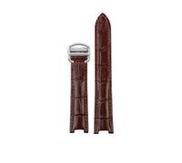 WTNZBAEM Correa de reloj de cuero for mujer compatible con Cartier Prsr, correa de reloj PASHA, correa de reloj de cuero de vaca, cadena con muescas for hombre.(Brown Silver,18-11mm)