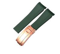 WTNZBAEM Correa de reloj de goma compatible con Rolex de 20 mm y 21 mm, negra, azul, con extremo curvo, resistente al agua, de silicona.(Green rose gold,21mm)