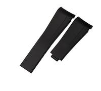 WTNZBAEM Correa de reloj de goma compatible con Rolex de 20 mm y 21 mm, negra, azul, con extremo curvo, resistente al agua, de silicona.(Black no clasp,20mm)