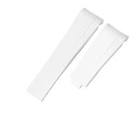 WTNZBAEM Correa de reloj de goma compatible con Rolex de 20 mm y 21 mm, negra, azul, con extremo curvo, resistente al agua, de silicona.(White no clasp,20mm)