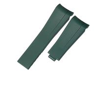 WTNZBAEM Correa de reloj de goma compatible con Rolex de 20 mm y 21 mm, negra, azul, con extremo curvo, resistente al agua, de silicona.(Green no clasp,21mm)