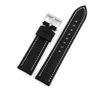 WTNZBAEM Correa de reloj de lona Oxford de 18 mm, 19 mm, 20 mm, 21 mm y 22 mm, resistente al agua, de piel de vaca azul y negra, for hombre y mujer.(Black-white line,20mm)