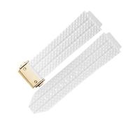 WTNZBAEM Correa de reloj silicona compatible con BIG BANG, 24 mm x 17, 25 19, resistente al agua, accesorios for hombre, pulsera goma, cadena(White-gold,25mm-19mm)