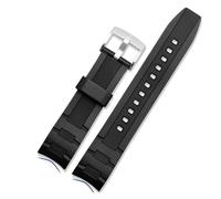 WTNZBAEM Correa de silicona compatible con Casio EDIFICE 5468 EFR-303/304 EFR-516PB EFR-516, correa de resina, resistente al agua.(Black silver)