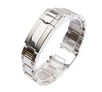 WTNZBAEM Correas de reloj acero inoxidable macizo compatibles con Rolex Steel Band Ditona The Diver Watch Chain 20 mm for hombre y mujer(Silver)