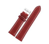 WTNZBAEM Correas de reloj de cera de aceite de 16 mm, 18 mm, 19 mm, 20 mm, 21 mm, 22 mm y 24 mm, correas de reloj de piel de vaca, pulsera retro, pulsera hecha a mano.(Red,22mm)