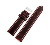 WTNZBAEM Correas de reloj de cera de aceite de 16 mm, 18 mm, 19 mm, 20 mm, 21 mm, 22 mm y 24 mm, correas de reloj de piel de vaca, pulsera retro, pulsera hecha a mano.(Wine red,21mm)