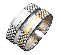 WTNZBAEM Pulsera de acero inoxidable for reloj, correas de lujo de 20 mm, compatibles con Rolex, Oyster Perpetual, Datejust, Daytona Submariner.(Silver Gold,21mm)