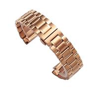 WTNZBAEM Pulsera de acero inoxidable macizo con extremo curvo for reloj, compatible correas universales Tissot hebilla mariposa, 12, 14, 16, 18, 19, 20, 21, 22 y 24 mm(RoseGold,12mm)