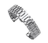 WTNZBAEM Pulsera de acero inoxidable macizo con extremo curvo for reloj, compatible correas universales Tissot hebilla mariposa, 12, 14, 16, 18, 19, 20, 21, 22 y 24 mm(Silver,16mm)