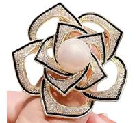 WTongBao Broche de rosa hueco, temperamento, concha natural silvestre, broche de camelia(negro)