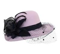 WTongBao Lana imitada para Mujer con Borde Retro de Flor de Seda se sentía Adecuada para un Banquete de Boda y Sombrero de Noche(Rosa)