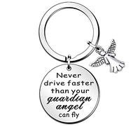 WTOPP Llavero con texto en inglés «Never Drive Faster Than Your Guardian Angel Can Fly - Llavero con texto en inglés "Never Drive Faster Than Your Guardian Angel Can Fly