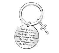 WTOPP Llavero cristiano de oración de serenidad, regalo de recuperación de sobriedad, llavero inspirador, regalo de graduación, regalo religioso para mujeres, hombres, adolescentes, niños, niñas