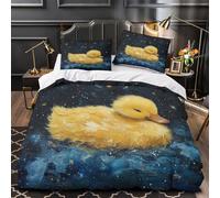 WTORIMPEL Lindo Patito 3D Impresión Edredón Funda 3pz Microfibra Cremallera Oculta Cielo Nocturno Funda de edredón 2 Fundas Lavable a máquina Decoración habitación Parejas King（220x240cm）