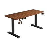WTRYRN Escritorio de Altura Regulable, Escritorio eléctrico con función de Memoria y Motor silencioso para Trabajar, estudiar y Trabajar Desde casa. Walnut+Black-39×24"