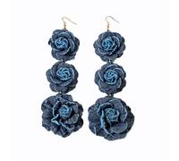 WTRYT Pendientes 1 par de pendientes con tela flor boho denim pétalos joyas grandes pendientes bohemios joyería de moda declaración regalo de joyería para mujeres niñas boda fiesta regalos accesorios