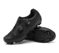 Wttagkl Zapatillas Ciclismo Unisex - Compatibles SPD y SPD-SL (2 Agujeros + 3 Agujeros) - Transpirables - para MTB y Bicicleta de Carretera,Black*MTB-44 EU
