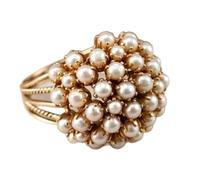 WTTAK - Anillo de perlas huecas geométricas para mujer, anillo apilable chapado en oro vintage barroco