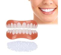 Wttfc 2 Pare Carillas Dentales,Dentaduras Postizas Instantáneas,Dentadura de Silicona,Dientes Postizos Temporales,Superior E Inferior Ajustables Carillas a Presión en los Dientes de Ajuste Cómodo