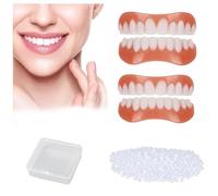 Wttfc 2 Pares Dentaduras Postizas Ajustables,Dientes Postizos Temporales,Natural Carillas Dentales Universales,Postizos De Superior E Inferior Dientes Para Hombres Mujeres,Adulto