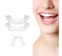 Wttfc 2 Pares Dientes de Carillas Cosméticos,Dientes Postizos Temporales, Reutilizable Cómoda Dientes Temporales de Superior e Inferior,Carillas Dentales Ajustables Para Cubrir Dientes Picados