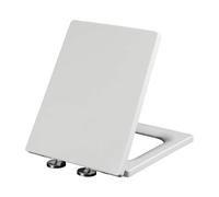 Wttfc Blanco Cuadrado Tapa Inodoro,RectáNgulo Tapadera De WC,Tapas De Water FuncióN De LiberacióN RáPida Y Cierre Suave,Material De PP,Bisagra Ajustable,Trapecio,36,5 X 45 Cm,05B