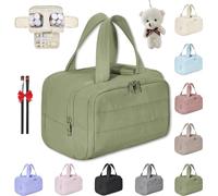 Wtujil Neceser de gran capacidad, bolsa de cosméticos de viaje de gran capacidad, bolsa de aseo multifuncional 4 en 1 para mujer, bolsa portátil impermeable con divisor y asa (verde)