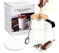 Wtujil Taza de café eléctrica con termómetro LCD integrado, taza de café magnética automática con visualización de temperatura, taza recargable para preparar café, leche, cacao (blanco)