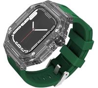 Wtukmo Correa de reloj de goma + kit de modificación de caja de reloj transparente, para Apple Watch 8, 7, 6, SE, 5, 4, 45 mm, 44 mm, 41 mm, 40 mm, correa de repuesto actualizada, 45MM, Ágata