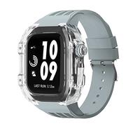 Wtukmo Funda transparente + correa, para Apple Watch 8, 7, 45 mm, kit de modificación de goma, para iWatch Series 6, SE, 5, 4, 44 mm, pulsera deportiva, For 44mm, Ágata