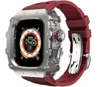 Wtukmo Kit de correa de goma para reloj Apple Watch Ultra 9/8/7/6/5/4/SE, accesorios de repuesto, funda de reloj de lujo, correa de reloj de silicona, para iWatch de 44 mm, 45 mm, 49 mm, 49MM, Ágata