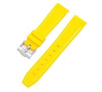 Wtukmo Para Swatch X Omega Moonswatch para Seamaster 300 interfaz curva hombres mujeres calidad reemplazar correa de reloj 20mm(Yellow white)