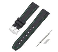 Wtukmo Para Swatch X Omega Moonswatch para Seamaster 300 interfaz curva hombres mujeres calidad reemplazar correa de reloj 20mm(Green line silver)