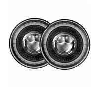 WTXXGQ Juego Faros Delanteros para Land para Rover para Defender 90 Faros Delanteros LED 7 Pulgadas Moto Car DRL H4 Hi-Lo con Halo Angel Eyes. Faro Principal Delantero(2Piece Black)