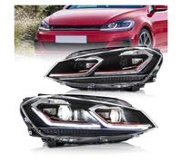 WTXXGQ Juego Faros Delanteros para VW para Golf 7.5 para MK7.5 2018 2019 2020 2021 Conjunto De Faros Delanteros LED para Proyector Faro Principal Delantero(Red)