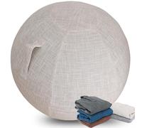 WTZHHK Pelota Pilates, Fitball, Pelota Pilates Embarazadas Incluir Funda Protectora Antideslizante para Sentarse Casa Oficina Incluye Pelota Ejercicio Interior E Inflador (Color : Beige, Size : 55CM)