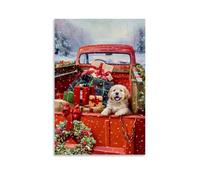 WTZRFV Póster inspirador de camión con labradores bordado, arte motivacional para pared, lienzo impreso, decoración del hogar, sala de estar, dormitorio, diseños modernos, estilo sin marco, 20 x 30 cm