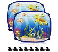 WTZWYFWJ 2 Piezas Parasol Coche Bebe,Negro Parasol Coche Infantil, para Proteger del Sol a Bebés y Mascotas-Fondo Marino