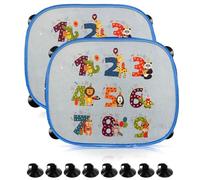 WTZWYFWJ 2 Piezas Parasol Coche Bebe,Negro Parasol Coche Infantil, para Proteger del Sol a Bebés y Mascotas-Números